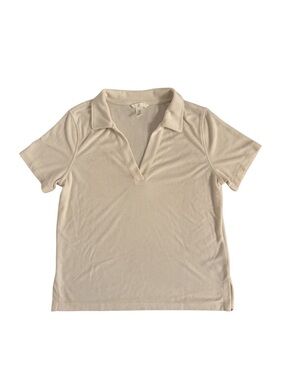 H&M Terry Cloth Cream Short Sleeve Polo Shirt